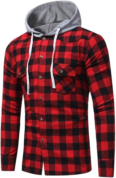 Herren Nner Langarm Langarmshirts Männer Gitter Gedruckt Chic Plaid