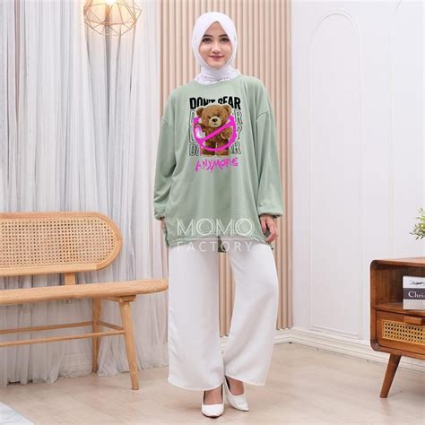 Jual Momo Oversize Atasan Jumbo Lengan Panjang Karet Ld Cm