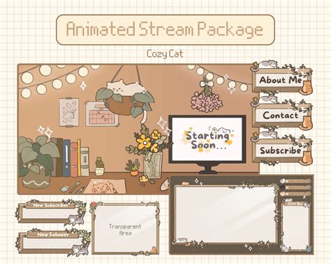 Animated Stream Overlay Package For Twitch Cozy Lofi Pixel Art The