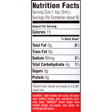 tabasco ingredients label