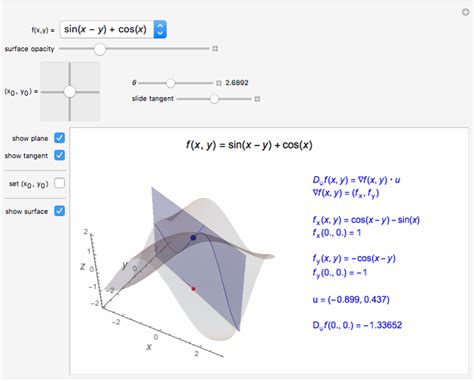 Directional Derivatives In 3D Wolfram Demonstrations Project