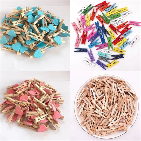 50 PCS Wholesale Very Small Mine Size 25mm Mini Natural Wooden Clips