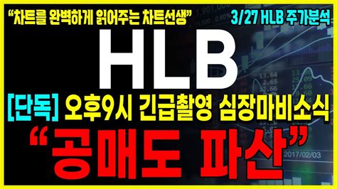 Hlb 에이치엘비 긴급공시 5분전 속보 공매도 숏스퀴즈로 파산한다 3월 29일 폭등 추가적인 반등구간과 목표가