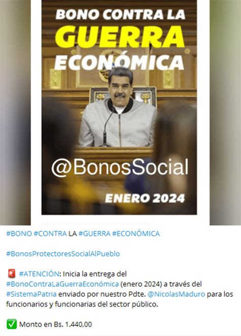 COBRA HOY nuevo Bono de la Patria de 1440 bolívares mediante Sistema