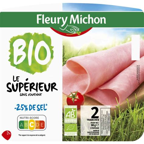 Jambon Le Sup Rieur Sans Couenne De Sel Bio Fleury Michon