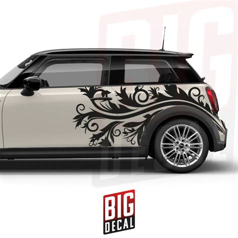 Flower Decals Side Vinyl Decal For Mini Cooper - Big Car Decal