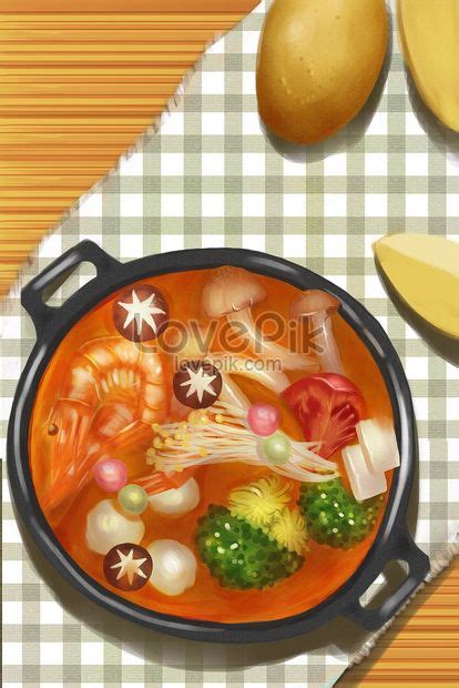 Hot Pot Gourmet Hand Drawn Illustration Illustration Image Picture Free Download 630019243