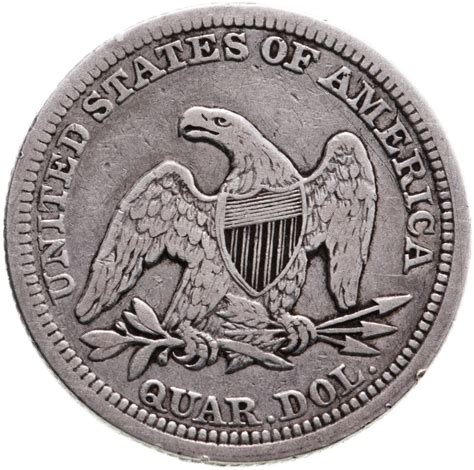 Монета США 25 центов (квотер, 1/4 доллара, quarter dollar) 1857 "Seated ...
