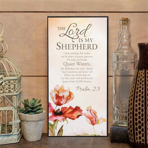 Bible Verse Wall Art Wood Sign Psalm 23 The Lord Is My Shepherd Christian Wall Art