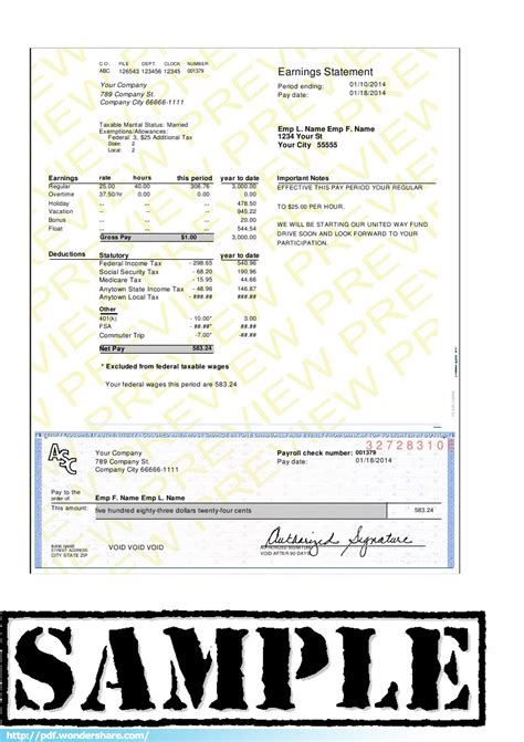 Check Stub - Free Download, Create, Edit, Fill and Print PDF Templates