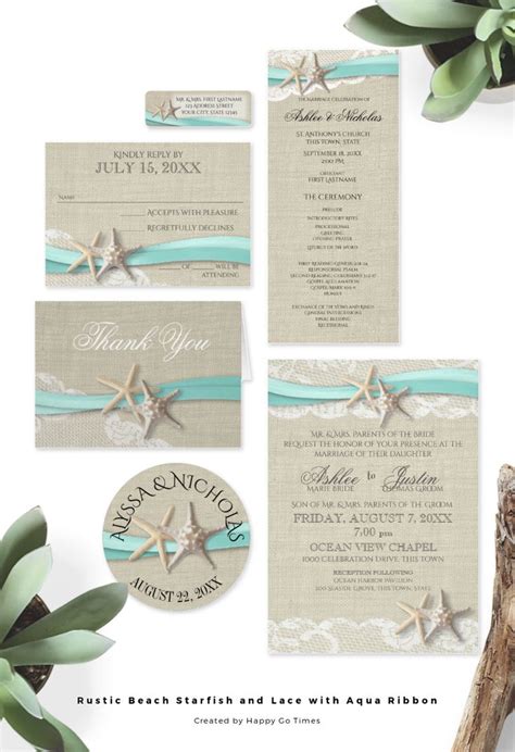 Wedding Stationery With Starfish And Ribbon