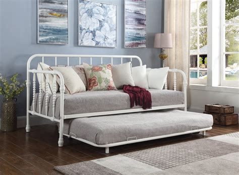 Marina Metal Twin Daybed With Trundle White Coaster Fine F