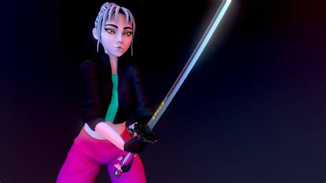 Stylized Character Cyberpunk Katana Girl 3d Model By Lulustucru U