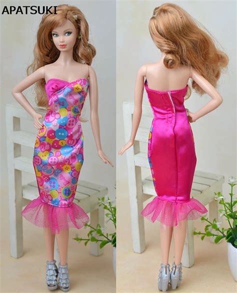 Pink Sleeveless Sexy Long Fitting Dress For Barbie Dolls Vestidos Party Dress For 16 Bjd Doll