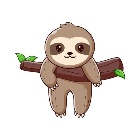 Download Sloth Cartoon Hanging on The Tree, Sloth Mascot Cartoon ...