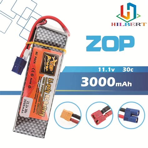 Zop Power Lipo Battery 11 1v 3000mah 3s 30c Ec3 Xt60 T Plug Polymer