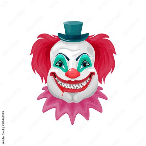 Horror Clown Isolated Cartoon Scary Circus Monster Face Vector