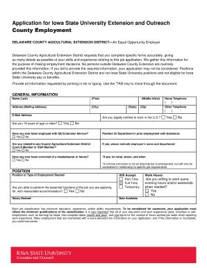 Fillable Online Extension Iastate Completed Job Application Iowa