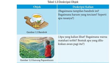 Kunci Jawaban Bahasa Indonesia Kelas 7 Halaman 13 Tabel 1 3 Deskripsi