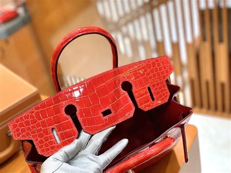 Best Hermes Birkin Cm Porosus Shiny Inverted Vferrari Red Gold