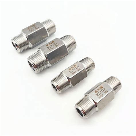 Stainless Steel One Way Valve Double Male Thread Hexagonal Direct