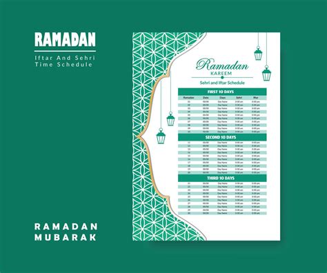 Ramadan Calendar Design Template 2024 Ramadan Schedule Imsakia Design