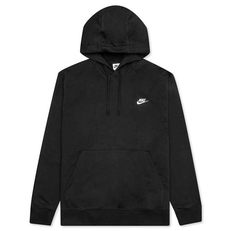 Nike Sportswear Club Fleece Pullover Hoodie Black White Feature