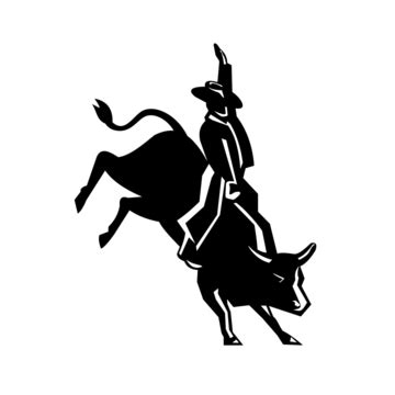 Cowboy Riding Bull Silhouette PNG And Vector Images Free Download - Pngtree