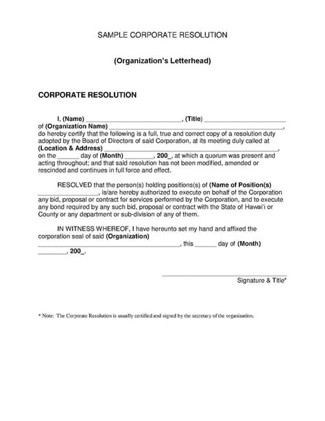 Explore Our Image Of Certificate Of Corporate Resolution Template