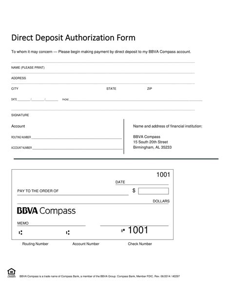 Free Printable Direct Deposit Authorization Form Templates Pdf