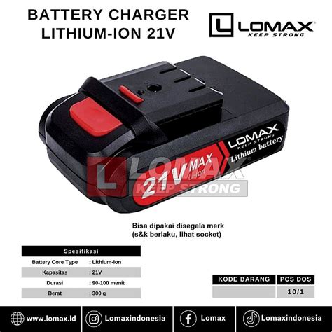 Accecories Battery Charger Lithium Ion V Lomax Indonesia