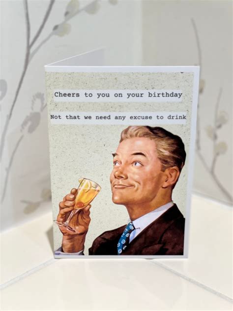 Funny Birthday Card For Him Sarcastic Drinking Card Retro Etsy