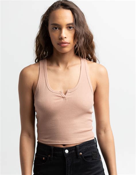 Destined Split Neck Womens Tank Top Nude Tillys