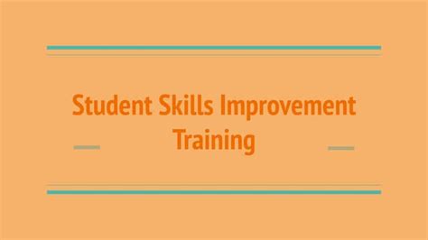 student skills improvement trainingpdf