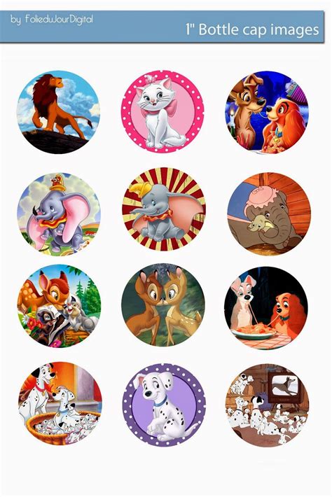 Free Bottle Cap Images: Disney animals Free digital bottle cap images