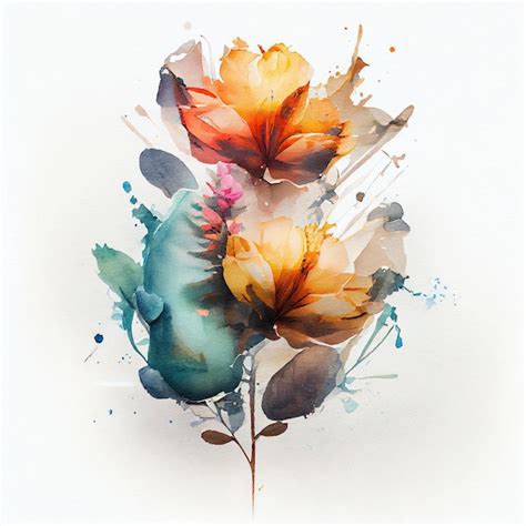 Premium Photo Abstract Double Exposure Watercolor Flower Digital