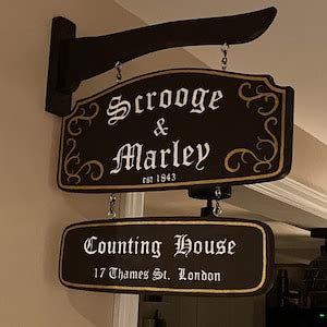 Scrooge & Marley Deluxe Hanging Sign A Christmas Carol Double Sided Wood Bracket - Etsy