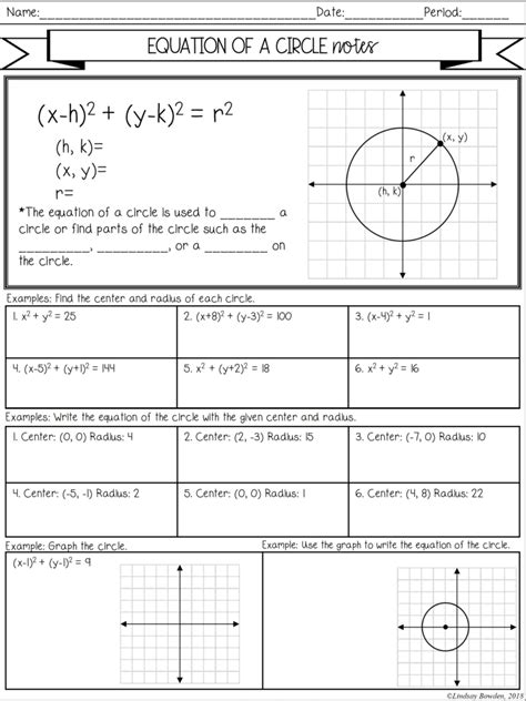 Equations Of Circles Worksheets