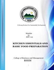 FINAL KITCHEN ESSENTIALS AND BASIC FOOD PREPARATION Pdf A Strong