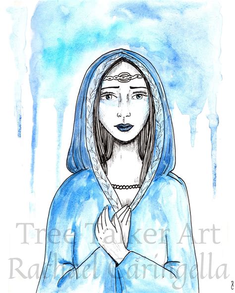 Fine Art Print Of Goddess Eleos Watercolor And Ink Etsy