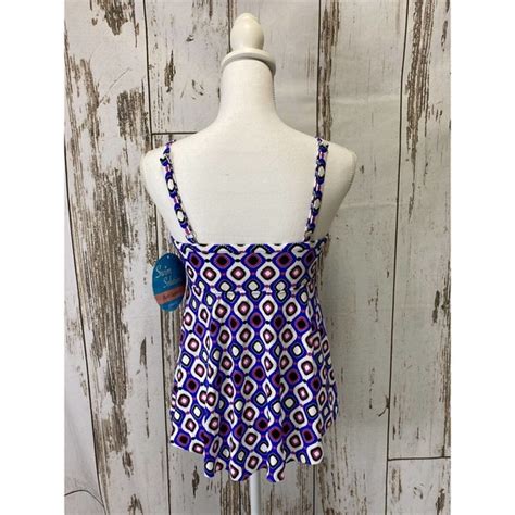 Swim Solutions Swim Hot Pink And Bright Blue Tankini Top Swimsuit Nwt By Swim Solutions