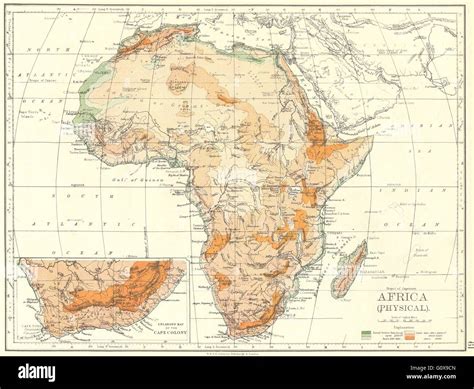 AFRICA: (Physical); Cape Colony, 1897 antique map Stock Photo - Alamy