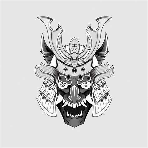 Premium Vector Black Samurai Mask Oni Devil Japanese Traditional