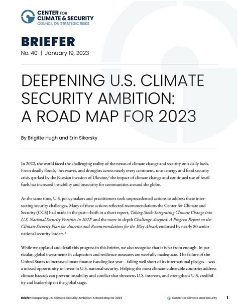 BRIEFER: Deepening U.S. Climate Security Ambition: A Road Map for 2023 « The Center for Climate ...