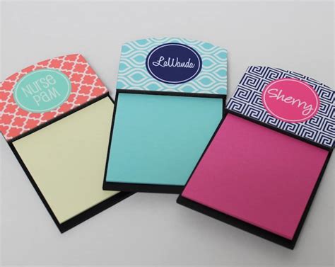 Personalized Sticky Note Holder Monogram Notepad Teacher Etsy