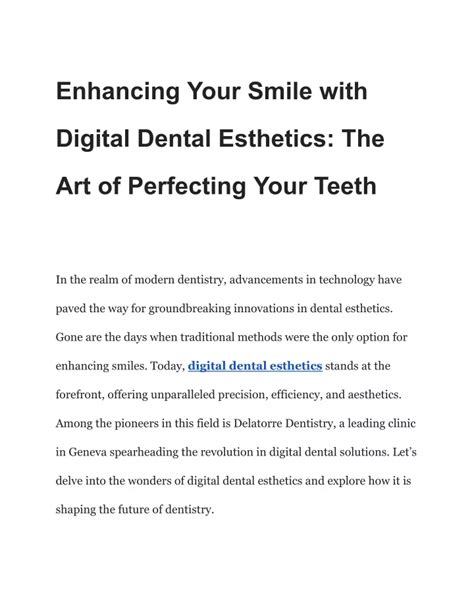 Ppt Enhancing Your Smile With Digital Dental Esthetics The Art Of Perfecting Your Teeth