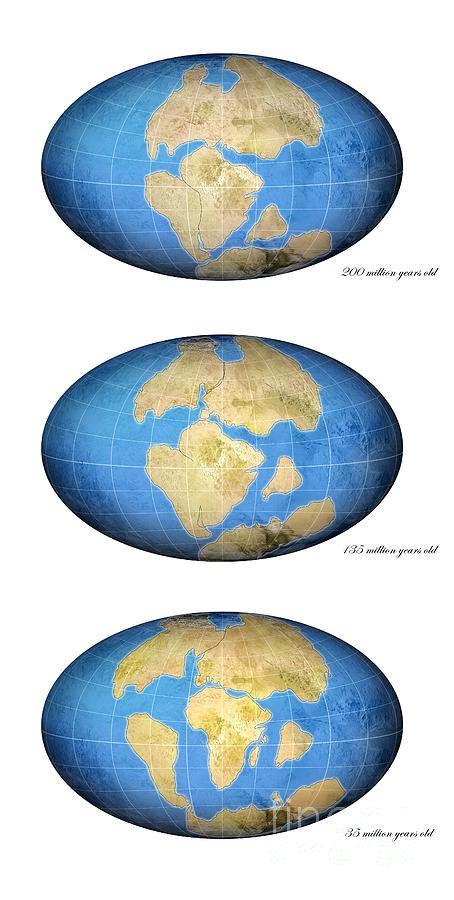 Pangea Break-up, Global Maps Photograph by Claus Lunau - Pixels