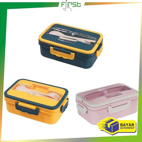 Jual Fh C Lunch Box Set Sendok Sumpit Kotak Bekal Makan Wheat Straw