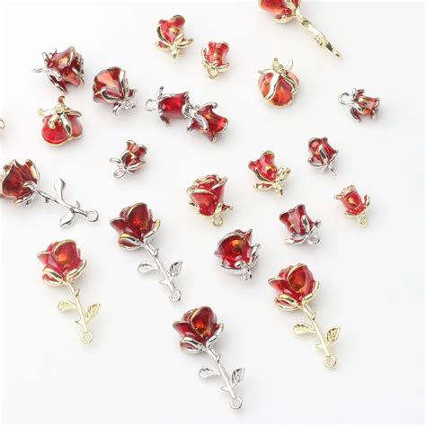 Breloques En Alliage De Zinc Et Mail Color Fleur De Rose M Tal Bijoux