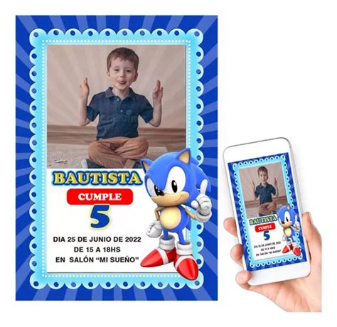 Tarjeta Invitación Digital Personalizada Whatsapp Sonic Foto